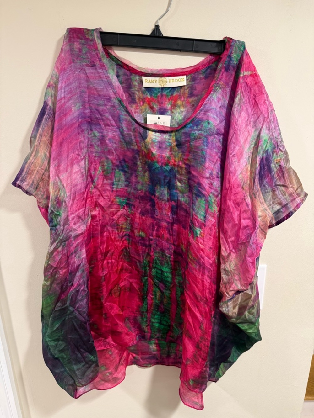 Ramy Brook Multicolor Rorschach Print Silk Flowy Oversized Blouse Size One Size